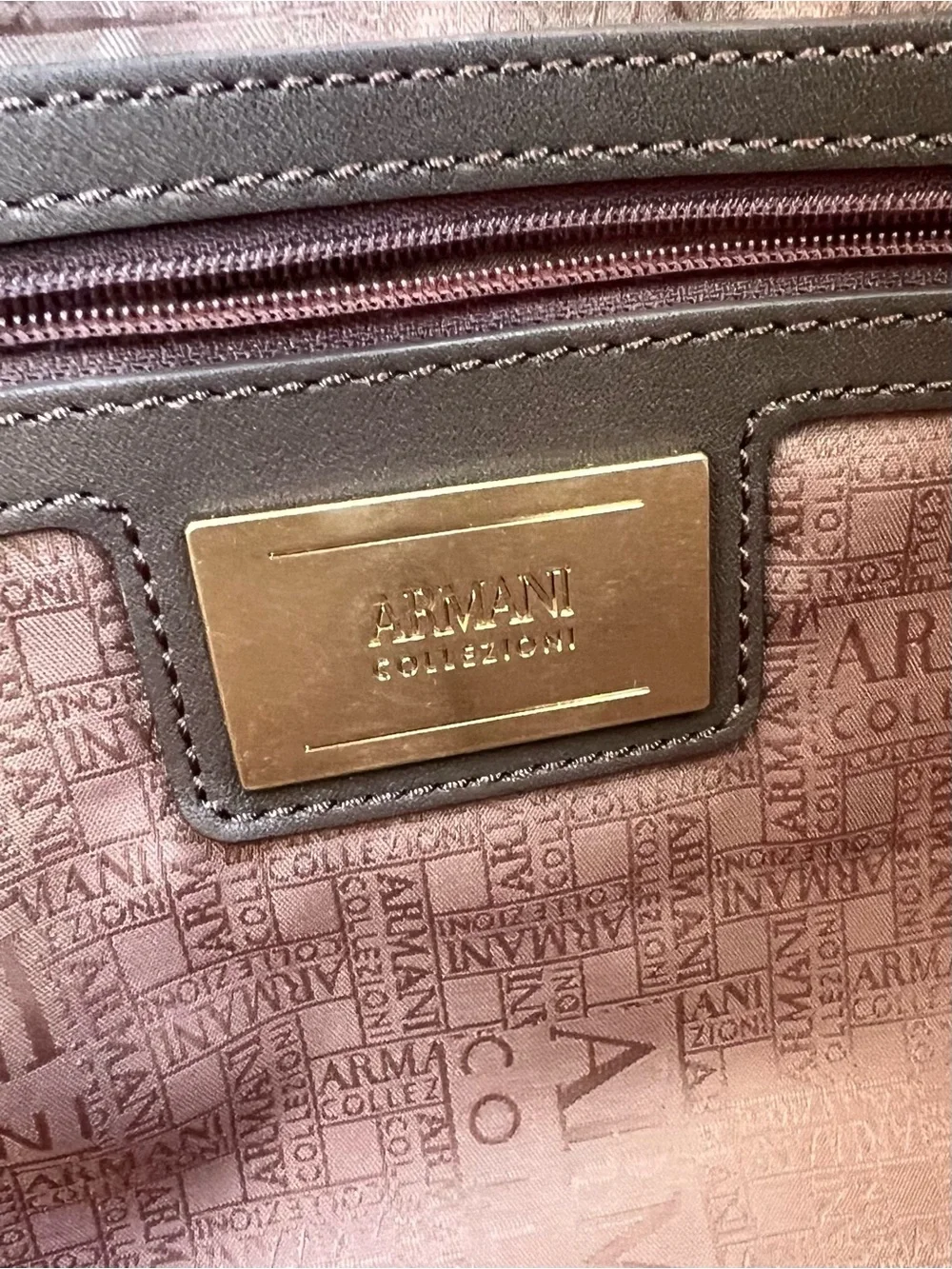 Authentic ARMANI COLLEZIONI Brown Leather Shoulder Bag Woven - Picture 7 of 9